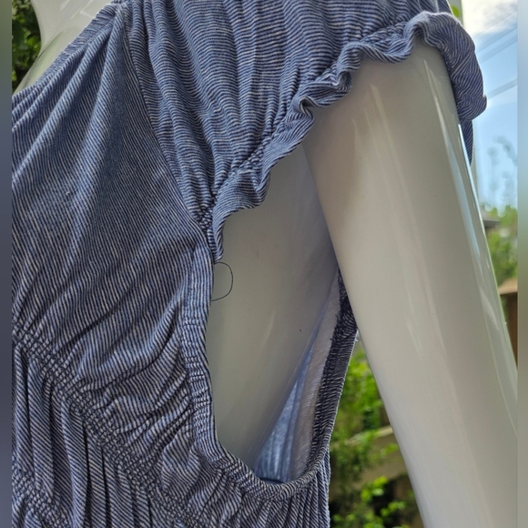 Pretty  boho Pennington Blue Summer Top with ruching 95% viscose 3XL - Picture 12 of 16